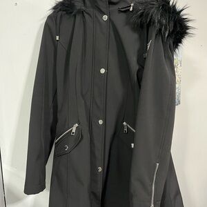 Guess Black Utility Jacket with Fur Trim